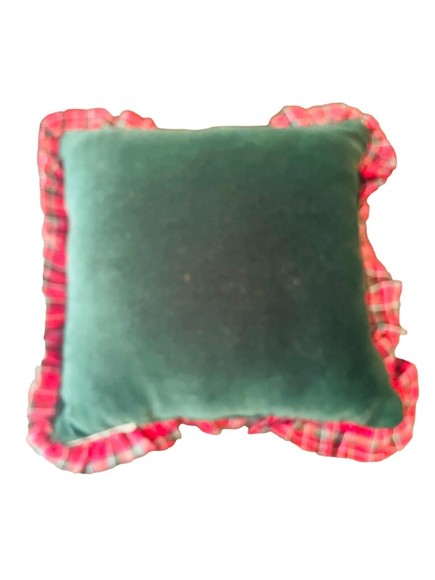 Vintage Cardinal Christmas Embroidered Throw Pillow Red Bird Ruffle - Picture 4 of 5